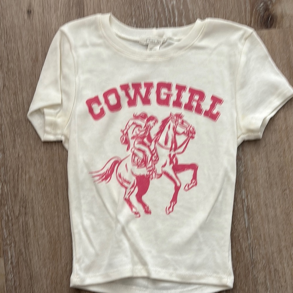 Cowgirl girls T-Shirt - Cream and Pink size XS